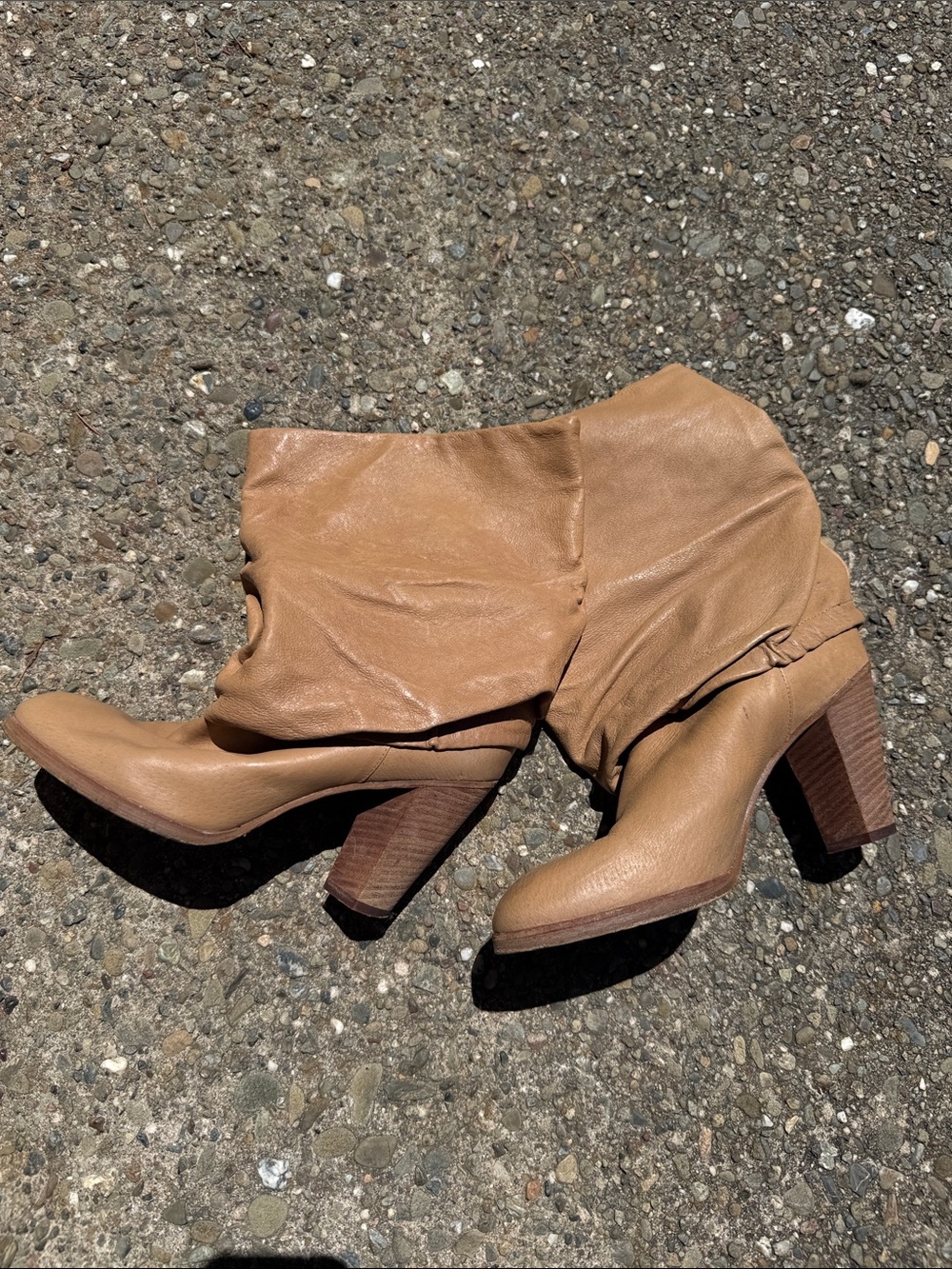 Marc By Marc Jacobs Tan Slouchy Leather Block Heel Boots